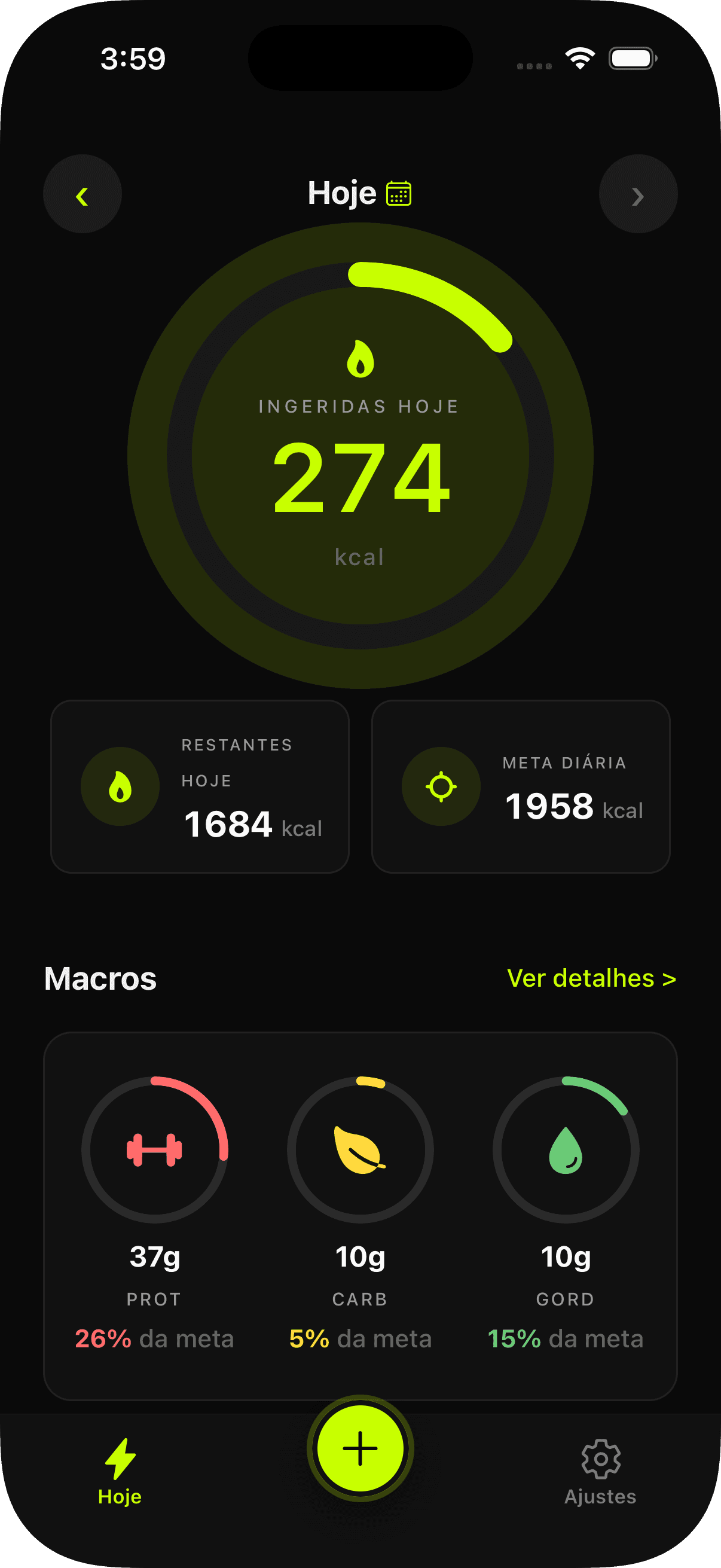 Registro de refeições no Macrobolt AI